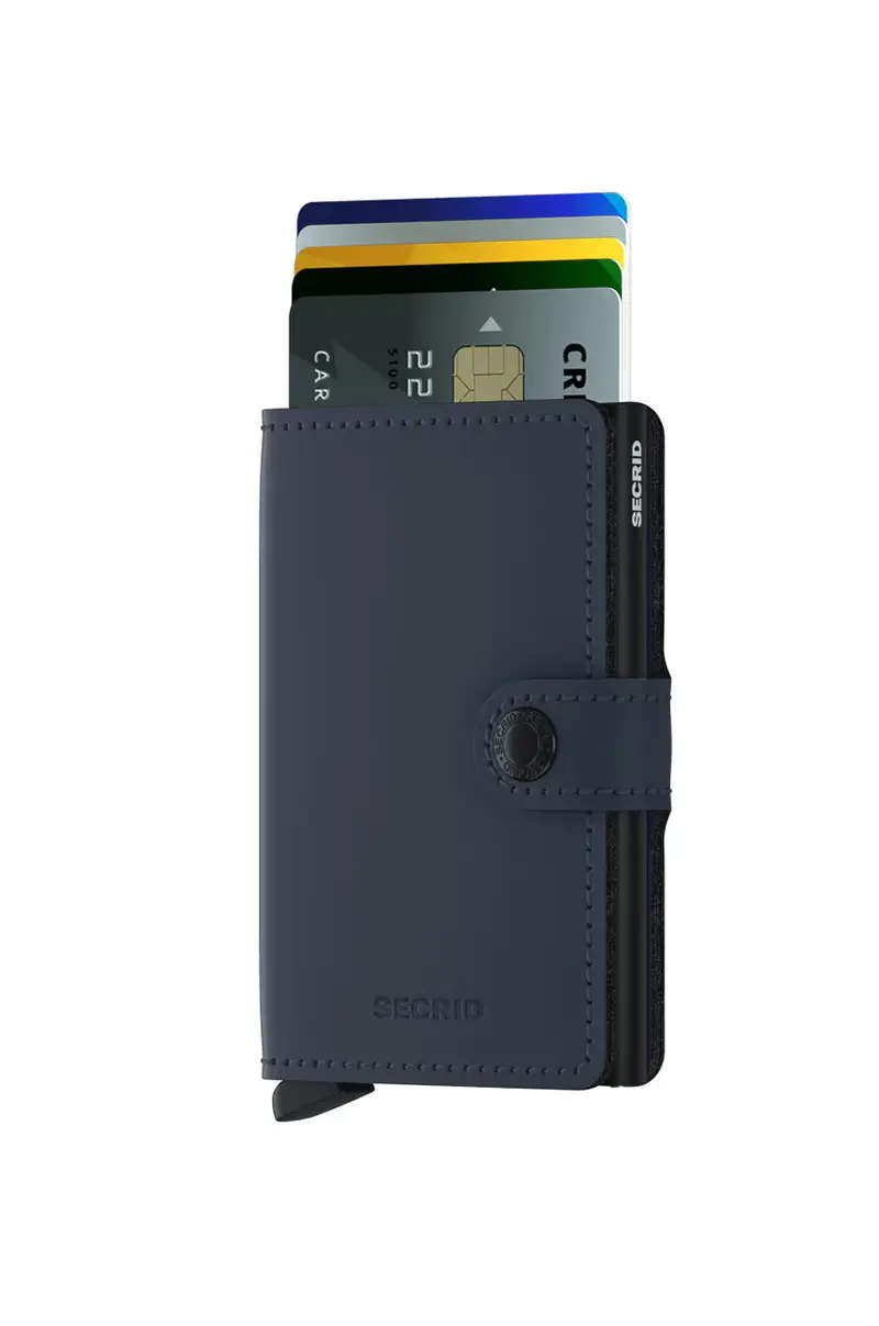 portafoglio in pelle Blu navy miniatura 2