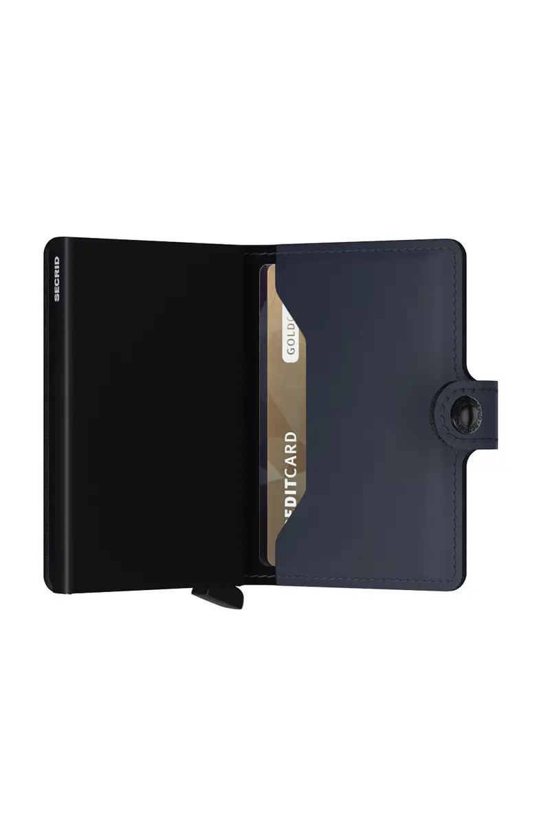 portafoglio in pelle Blu navy miniatura 3