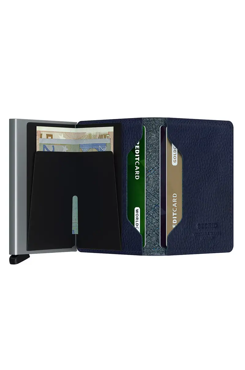 portafoglio in pelle Blu navy miniatura 3