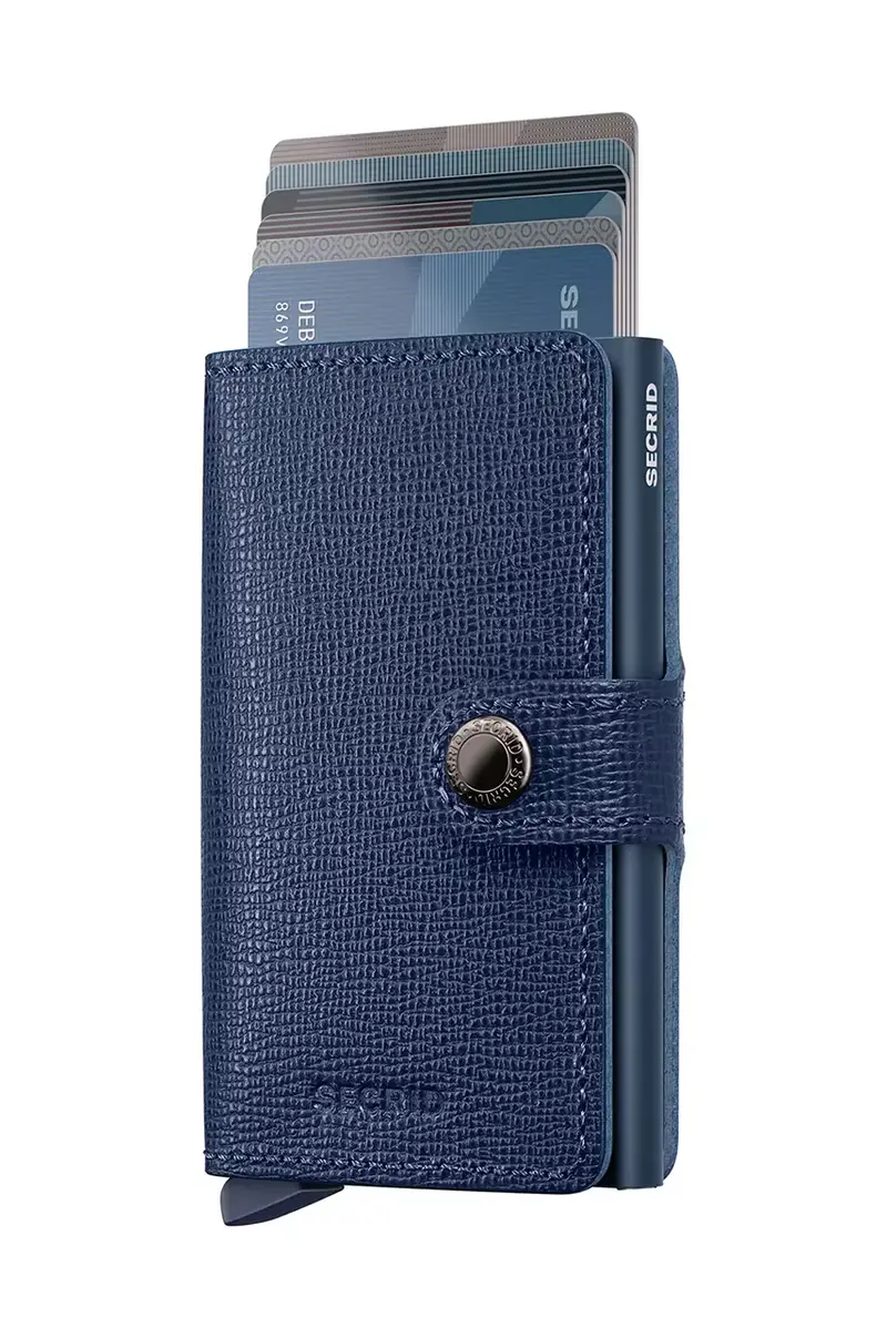 portafoglio in pelle Blu navy miniatura 2