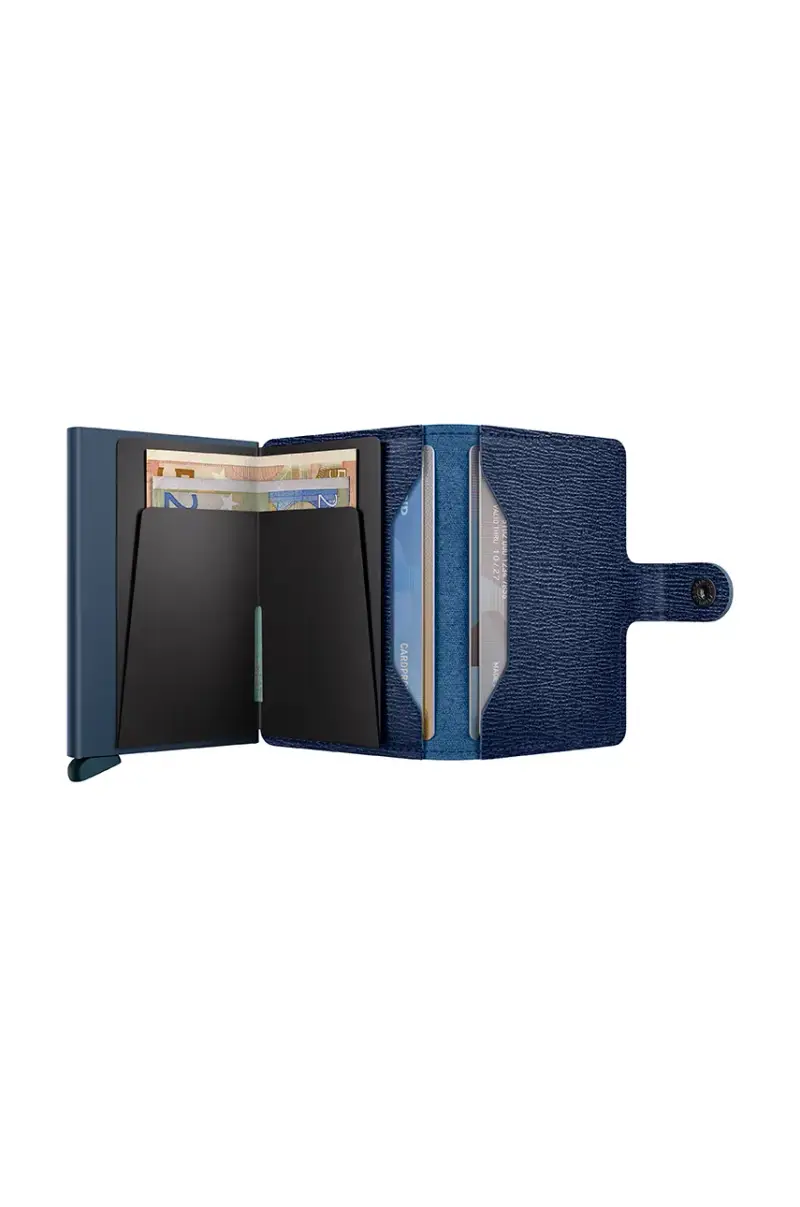 portafoglio in pelle Blu navy miniatura 3