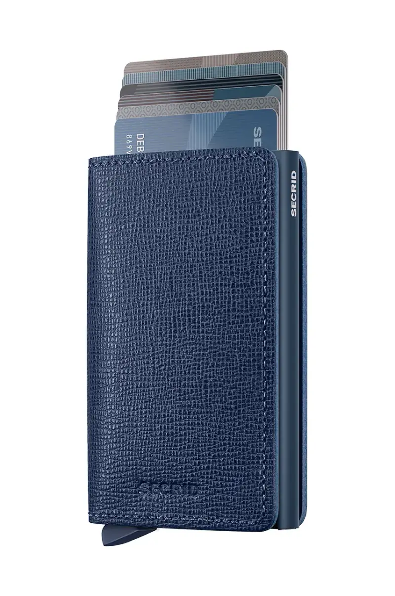 portafoglio in pelle Blu navy miniatura 2