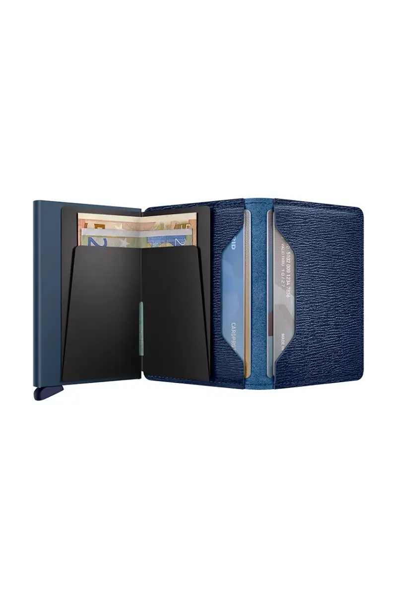 portafoglio in pelle Blu navy miniatura 3