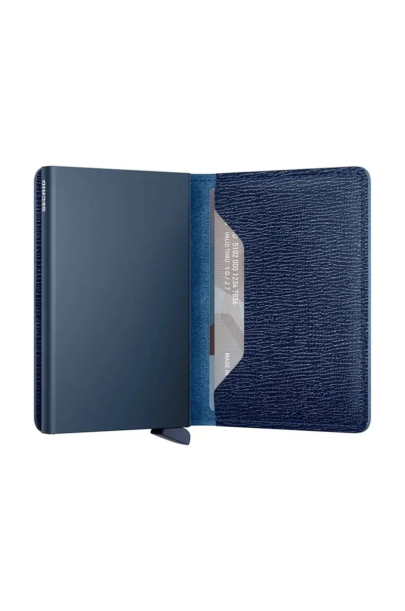 portafoglio in pelle Blu navy miniatura 4