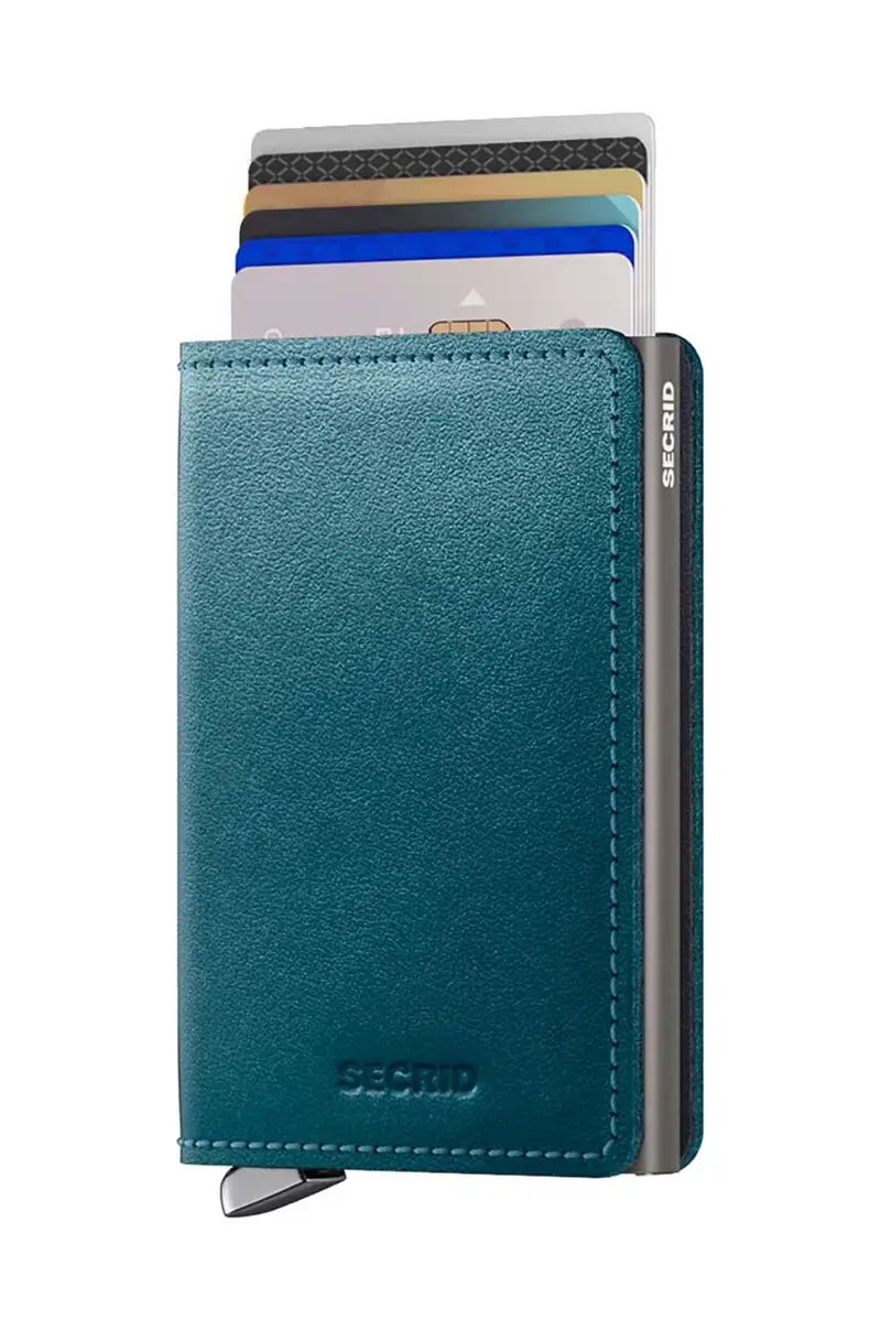 portafoglio in pelle colore verde SDu-Teal Turchese miniatura 2