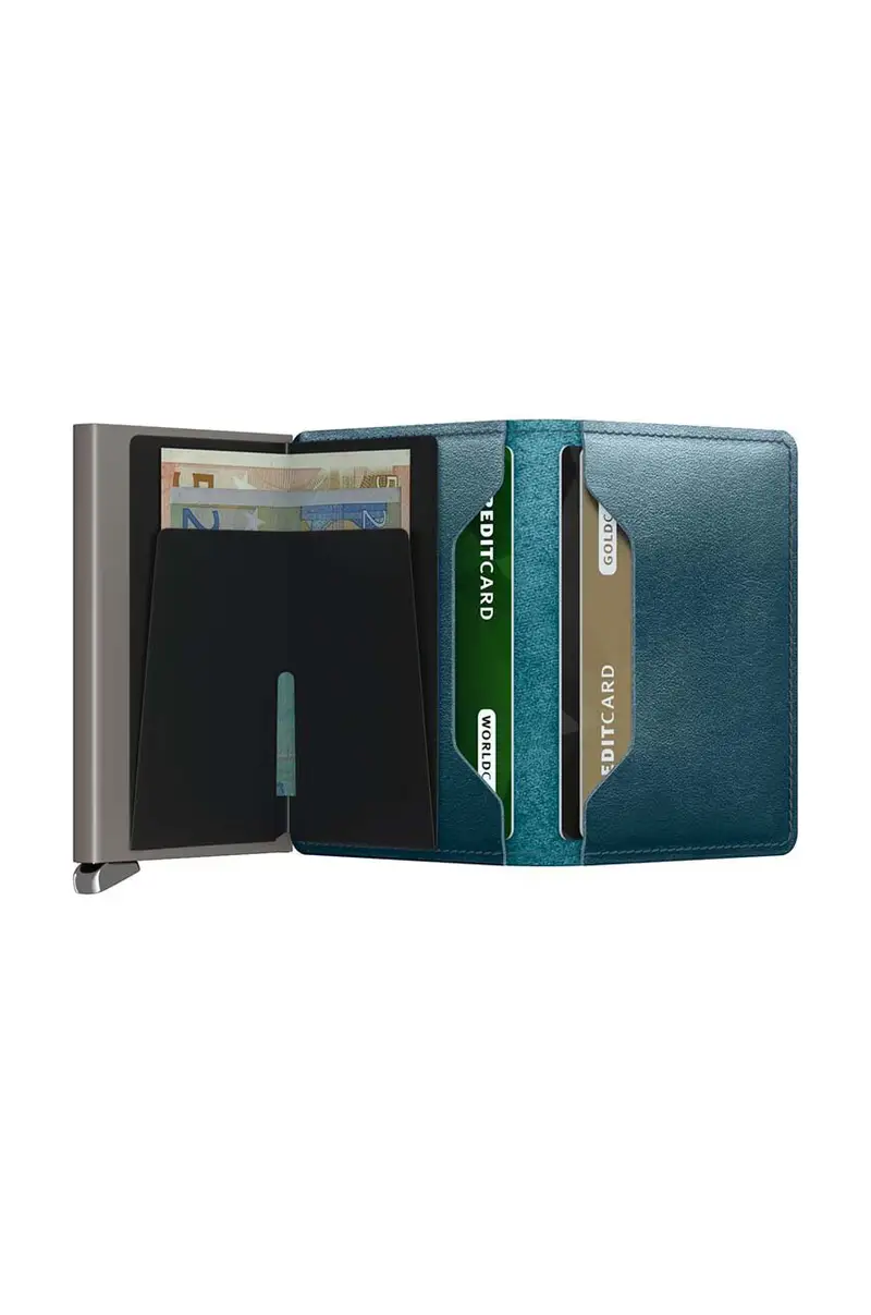 portafoglio in pelle colore verde SDu-Teal Turchese miniatura 3