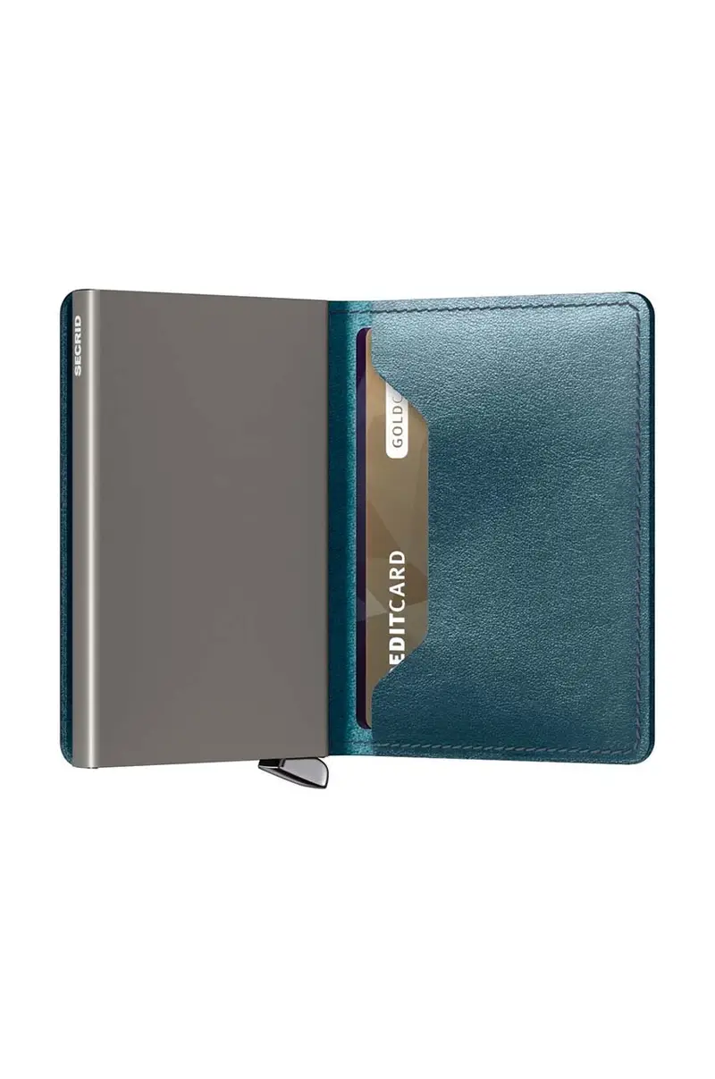 portafoglio in pelle colore verde SDu-Teal Turchese miniatura 4