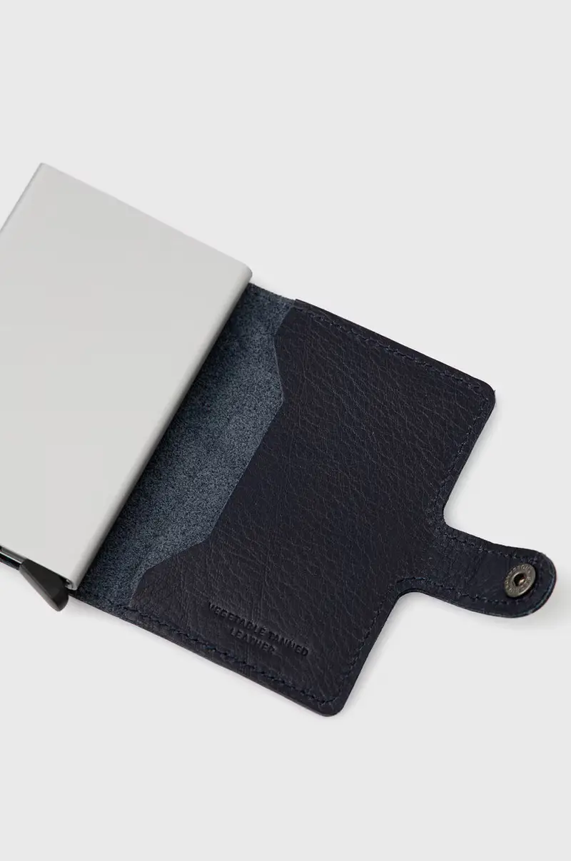 portafoglio in pelle donna Blu navy miniatura 3