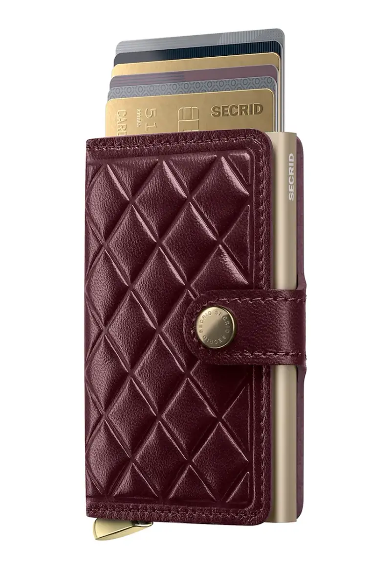 portafoglio in pelle EMBOSS DIAMOND colore granata miniatura 2