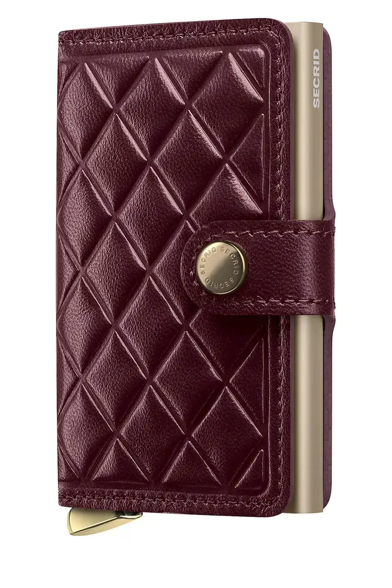 portafoglio in pelle EMBOSS DIAMOND colore granata