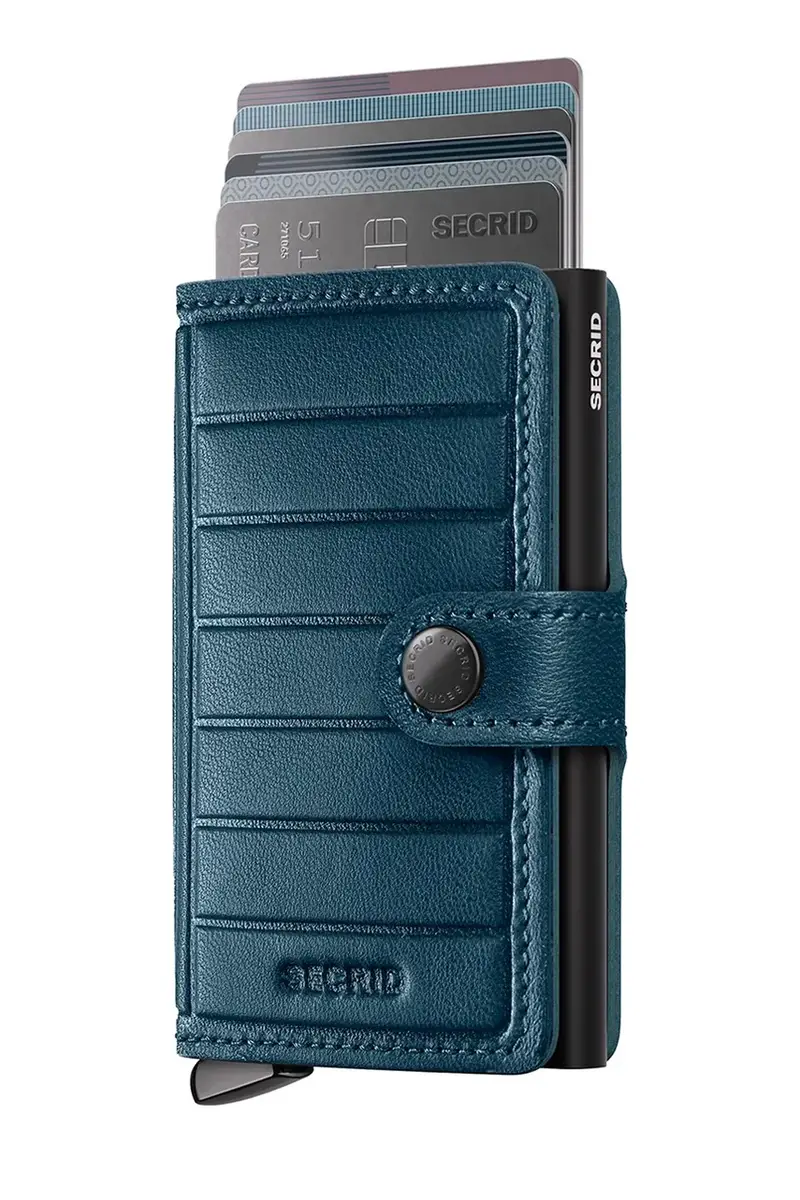 portafoglio in pelle EMBOSS LINES colore blu miniatura 2