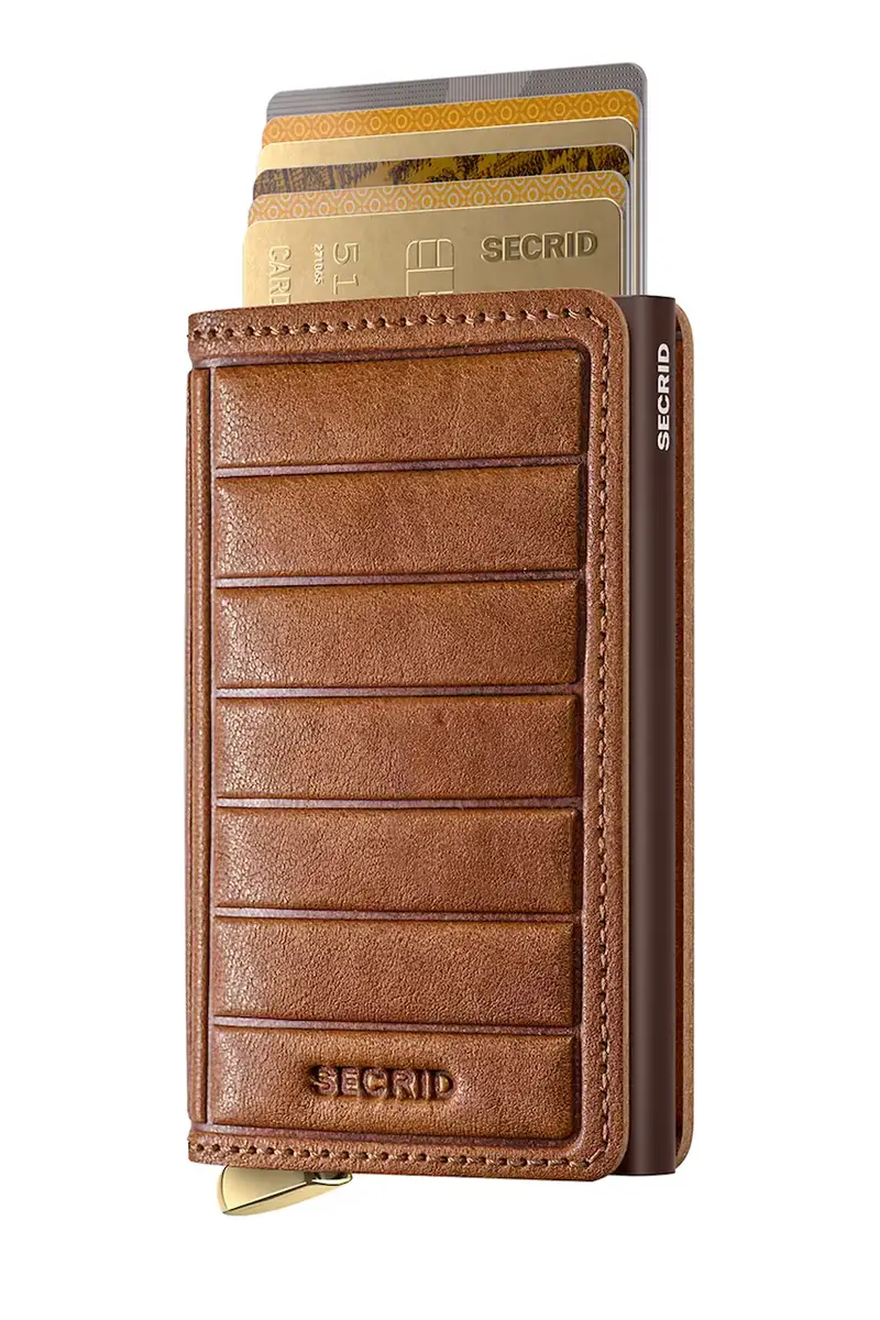 portafoglio in pelle EMBOSS LINES colore marrone miniatura 2