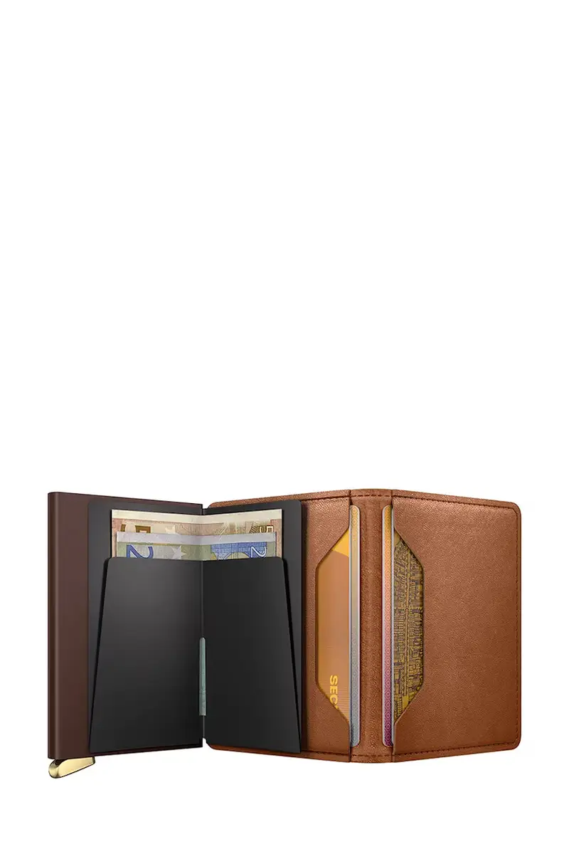 portafoglio in pelle EMBOSS LINES colore marrone miniatura 3