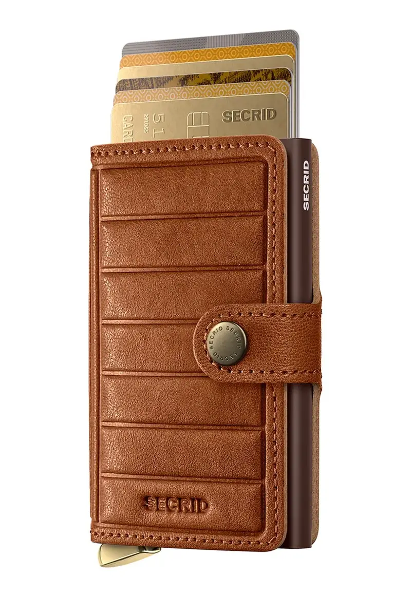 portafoglio in pelle EMBOSS LINES Marrone miniatura 2