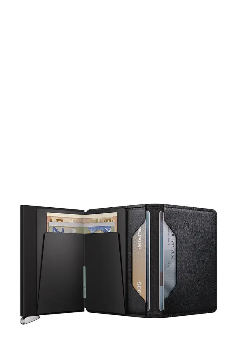 portafoglio in pelle EMBOSS LINES Nero miniatura 3