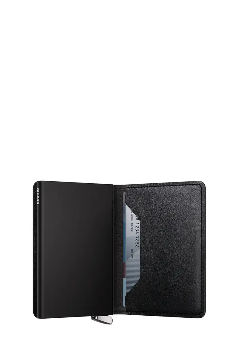 portafoglio in pelle EMBOSS LINES Nero miniatura 4