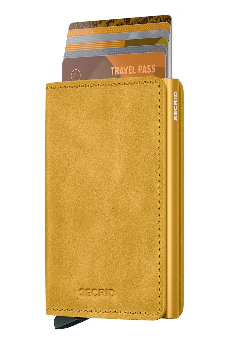 portafoglio in pelle Giallo miniatura 2