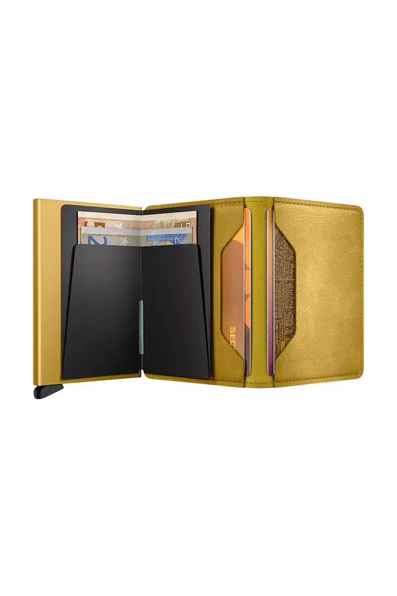 portafoglio in pelle Giallo miniatura 3