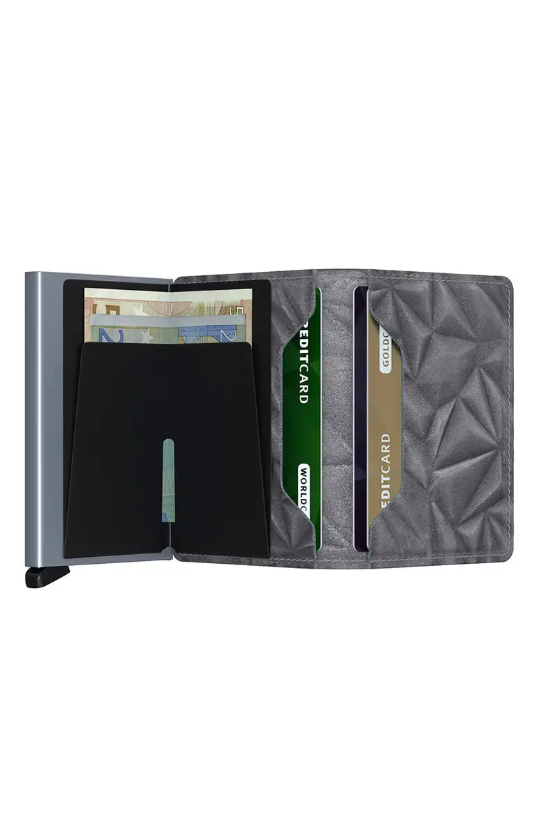 portafoglio in pelle Grigio miniatura 3