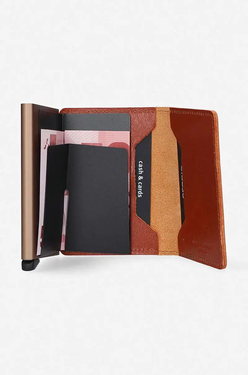 portafoglio in pelle Marrone miniatura 3