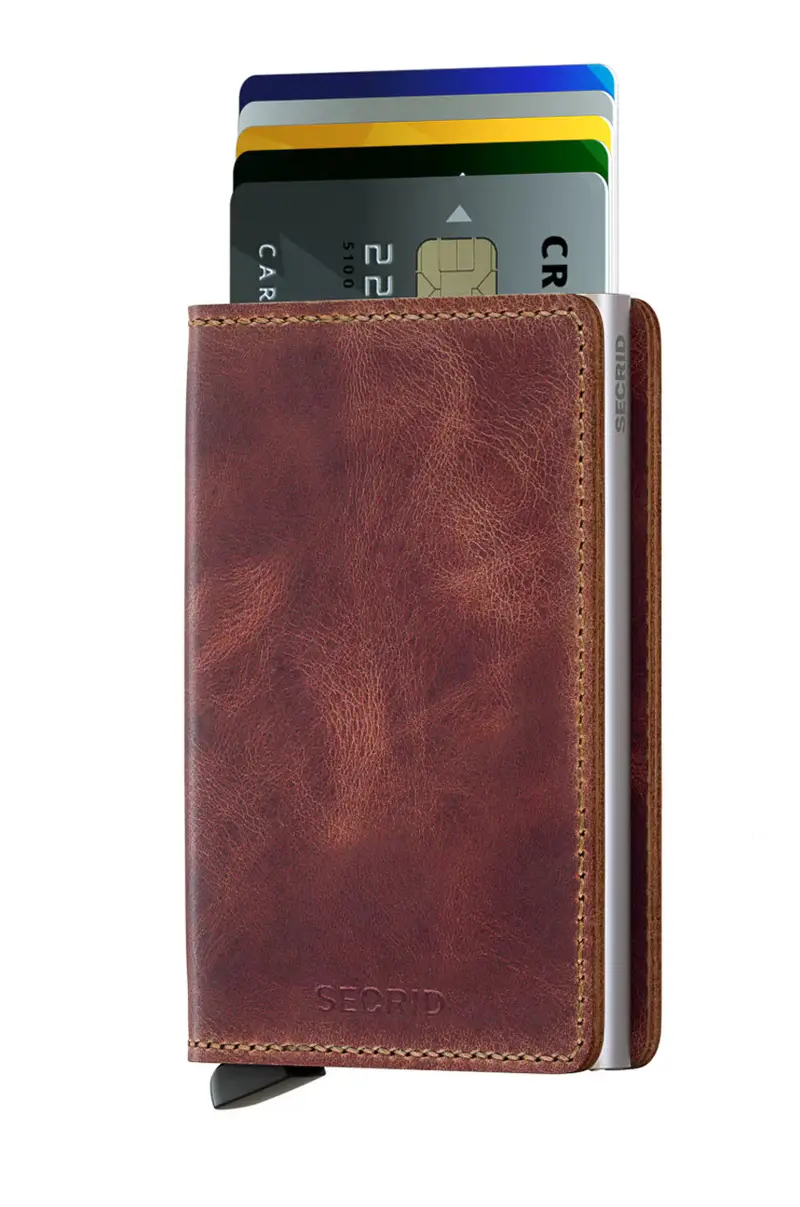 portafoglio in pelle Marrone miniatura 2