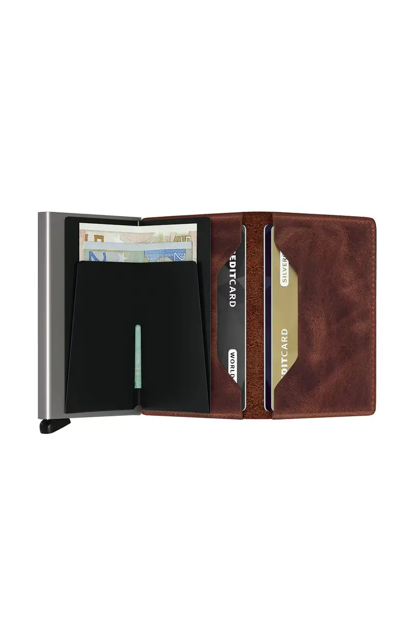 portafoglio in pelle Marrone miniatura 3