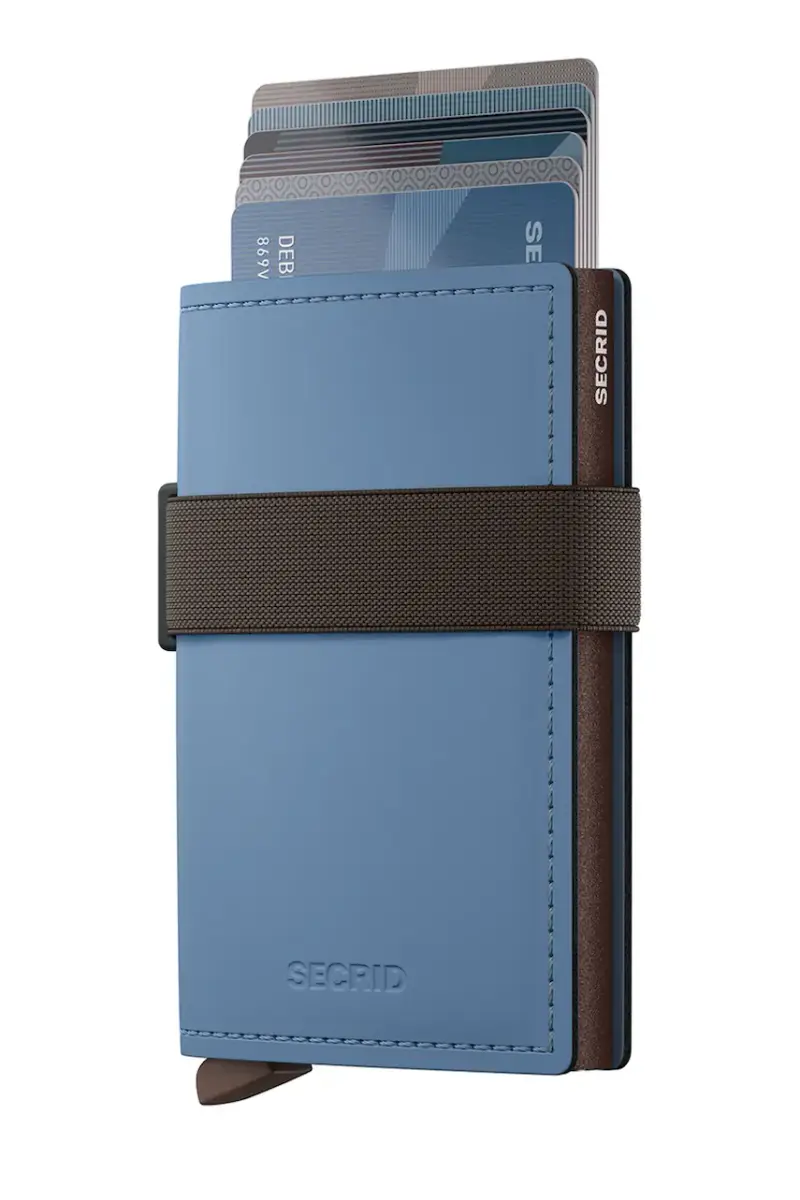 portafoglio in pelle MATTE colore blu miniatura 2