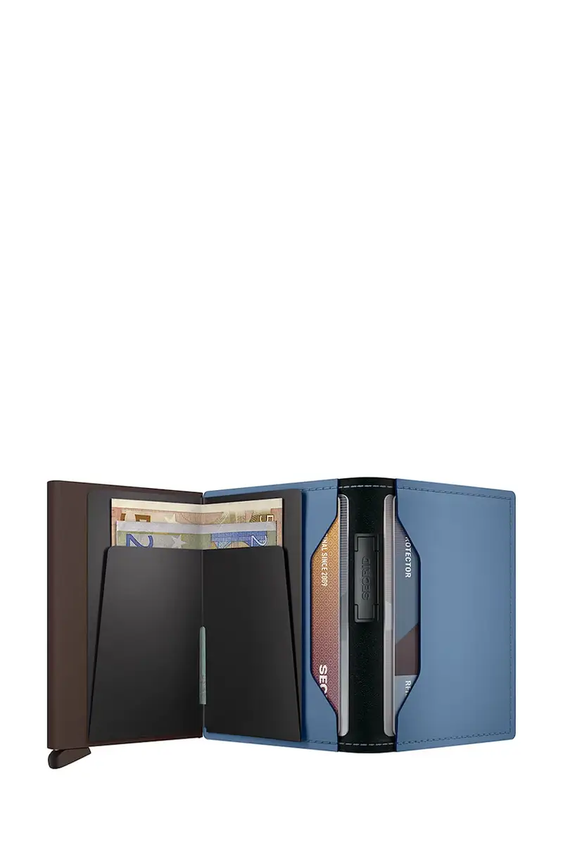 portafoglio in pelle MATTE colore blu miniatura 3