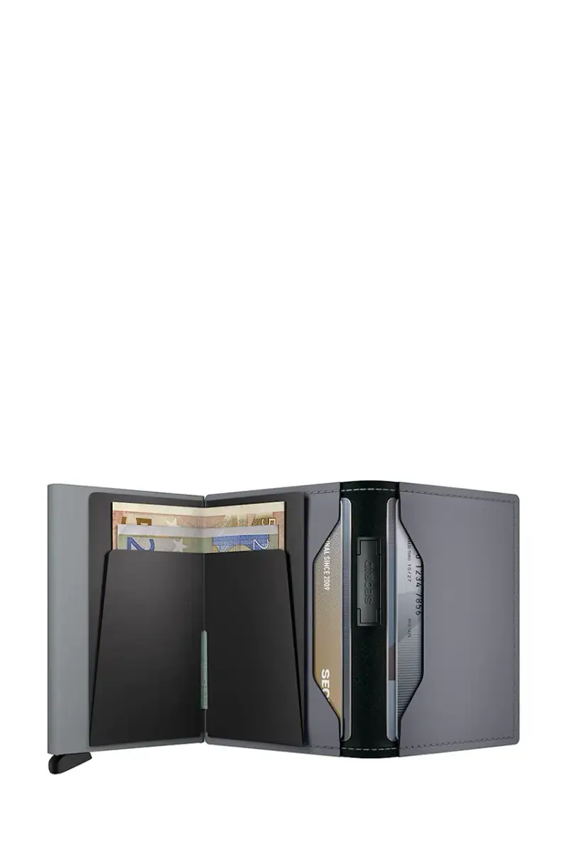 portafoglio in pelle MATTE colore grigio miniatura 3