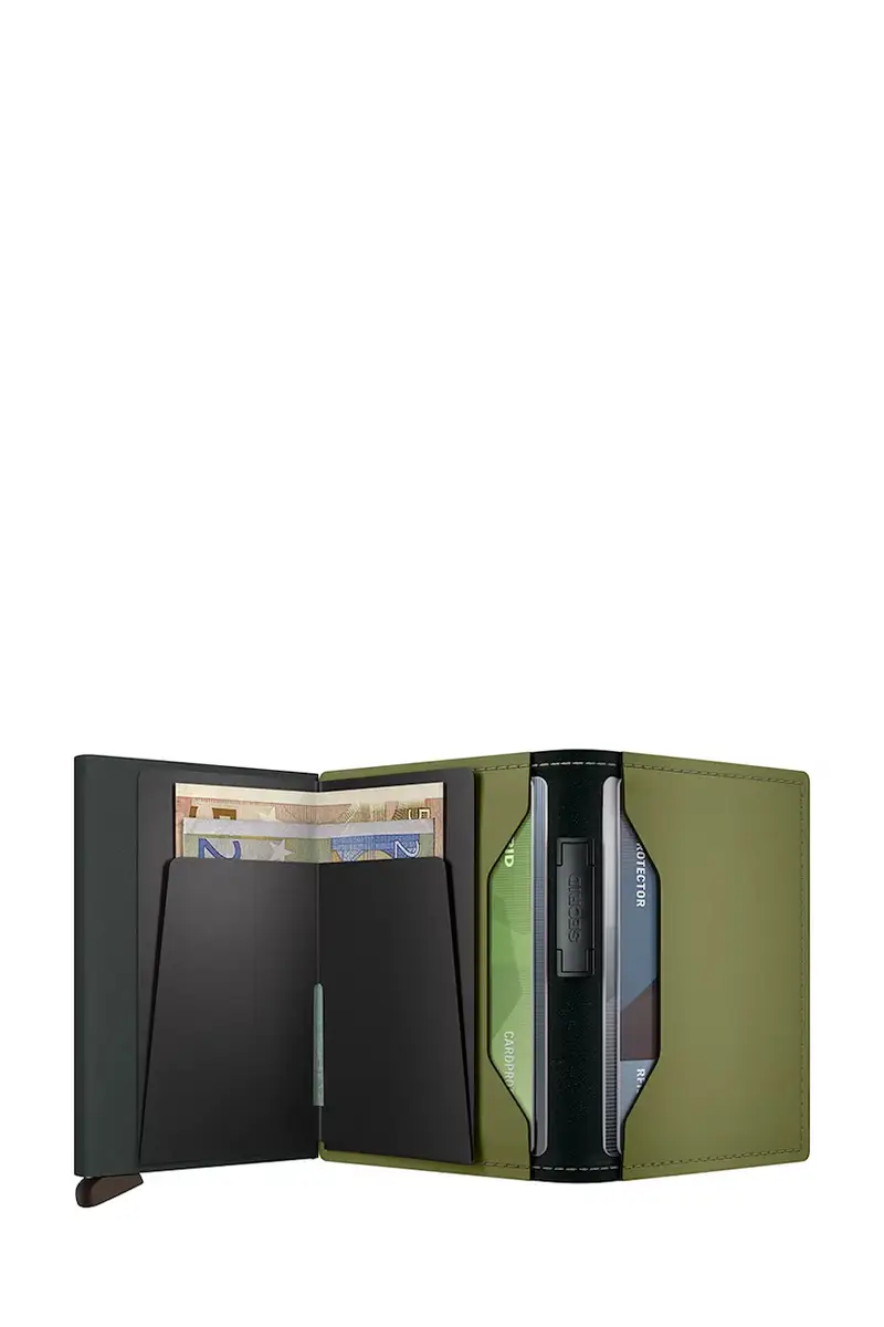 portafoglio in pelle MATTE colore verde miniatura 3