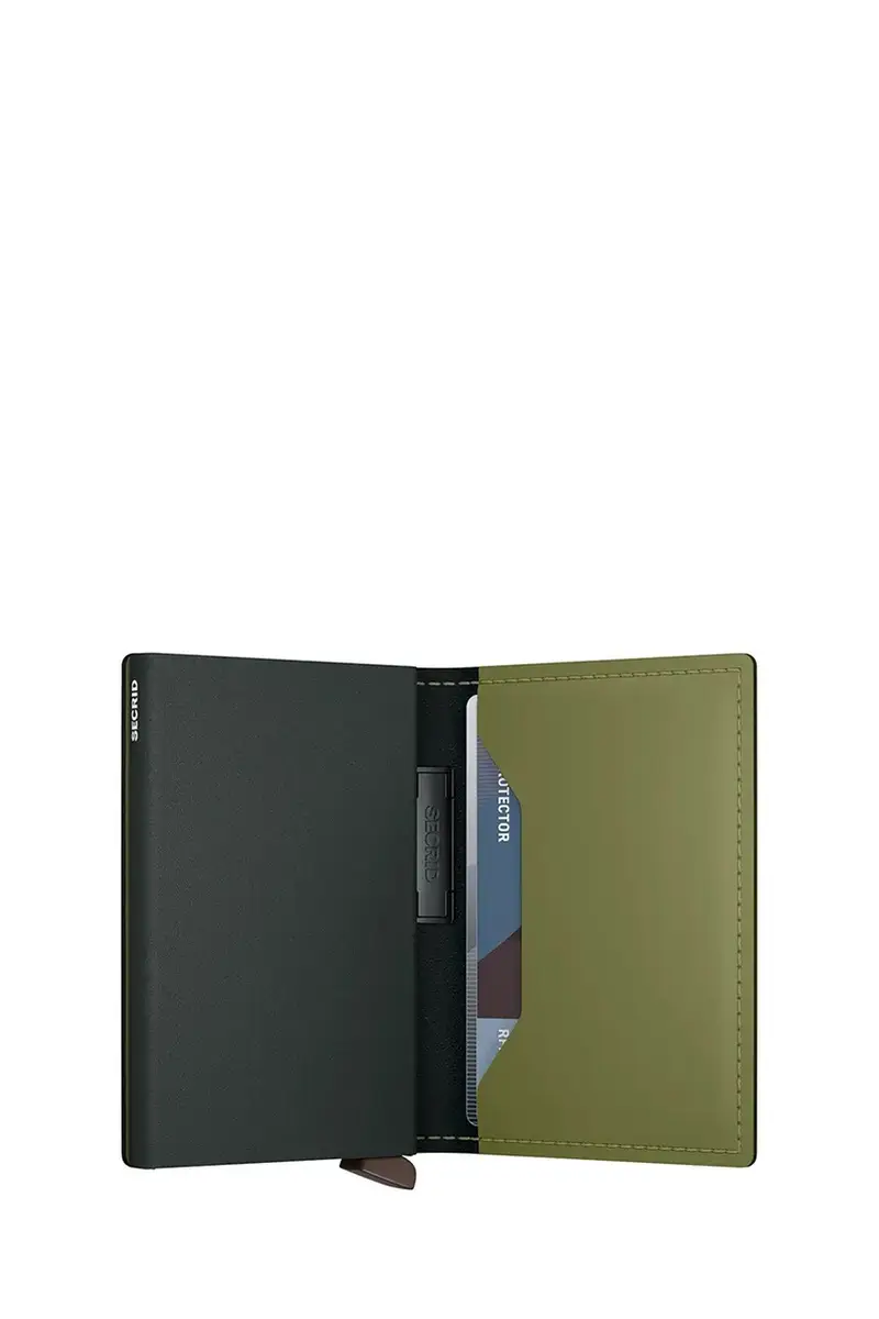 portafoglio in pelle MATTE colore verde miniatura 4