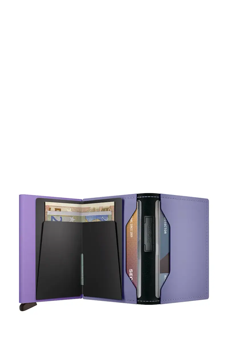 portafoglio in pelle MATTE colore violetto miniatura 3