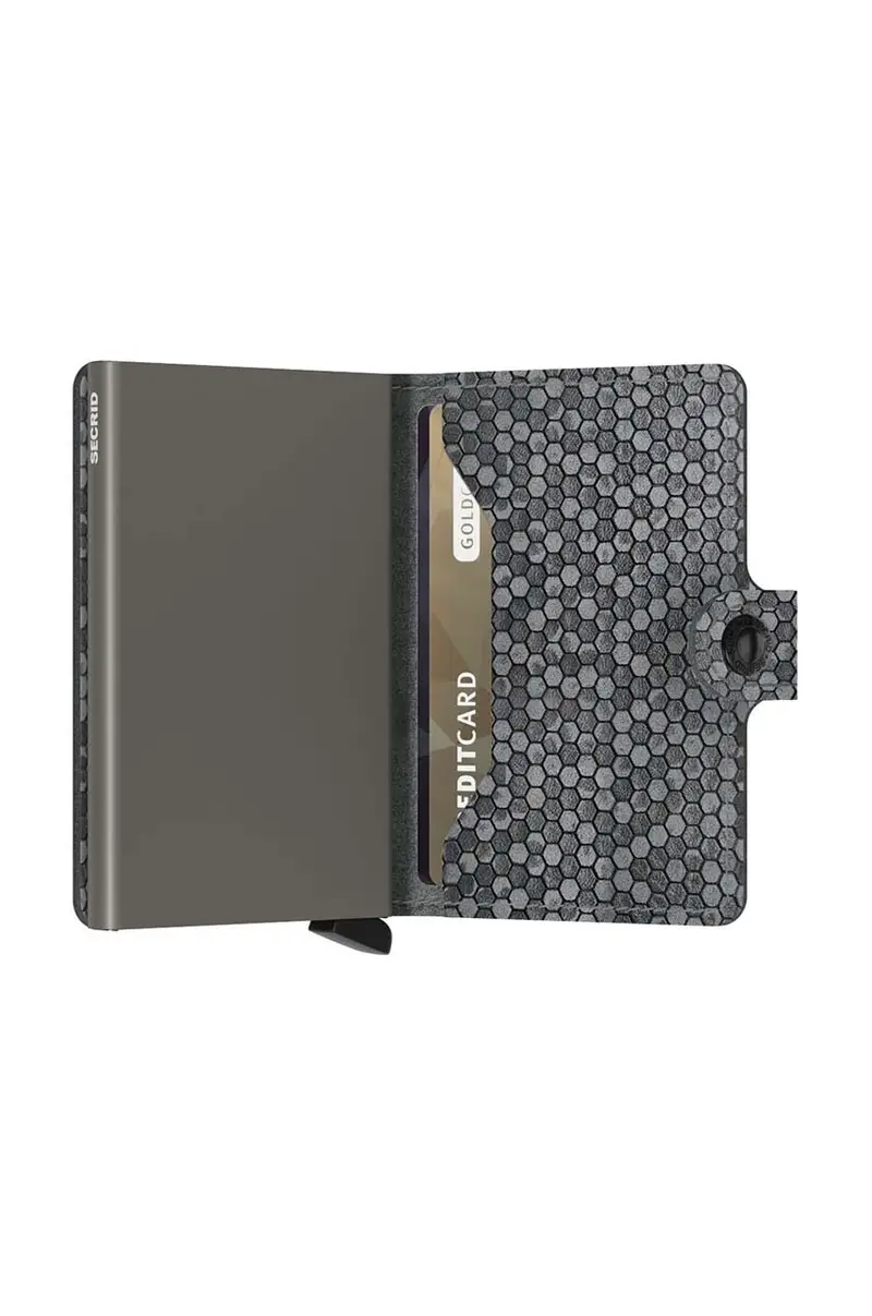 portafoglio in pelle Miniwallet Hexagon Grey colore grigio miniatura 4