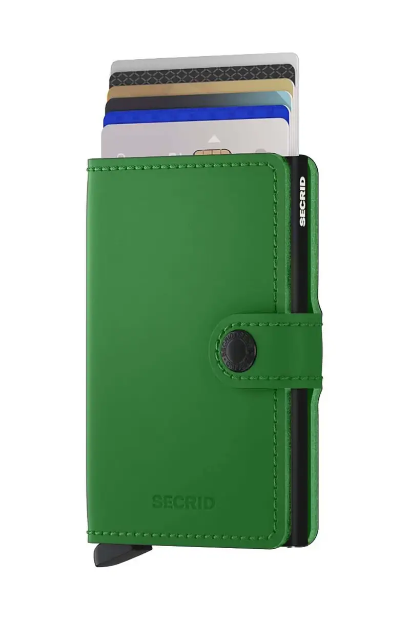 portafoglio in pelle Miniwallet Matte Bright Green colore verde miniatura 2