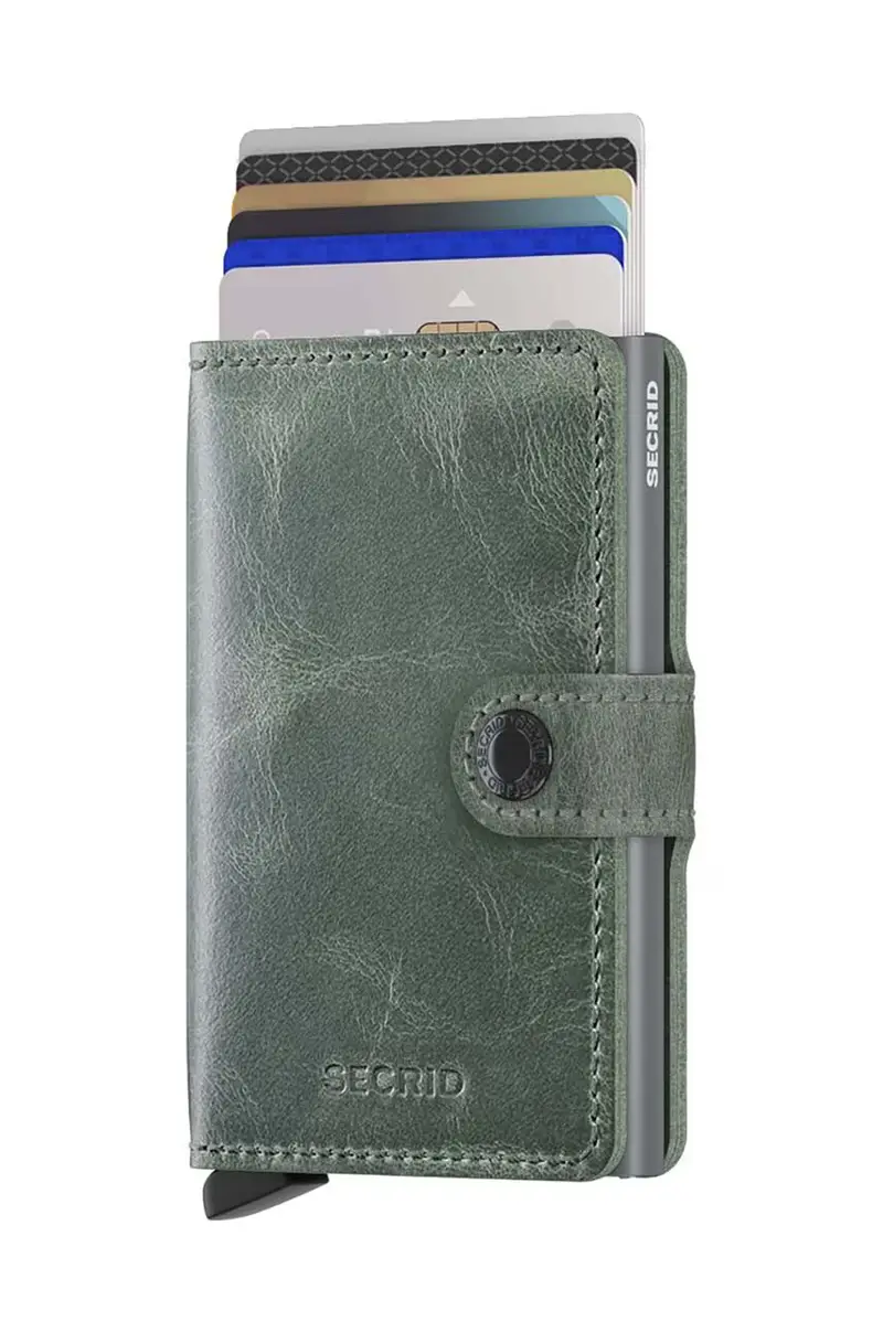 portafoglio in pelle Miniwallet Vintage Sage Verde miniatura 2