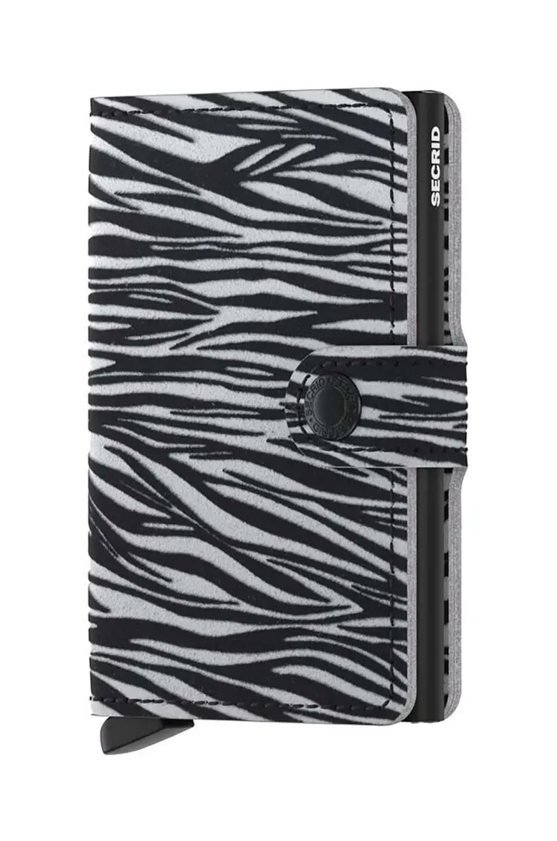 portafoglio in pelle Miniwallet Zebra Light Grey colore grigio