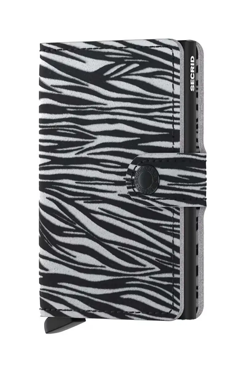 portafoglio in pelle Miniwallet Zebra Light Grey colore grigio