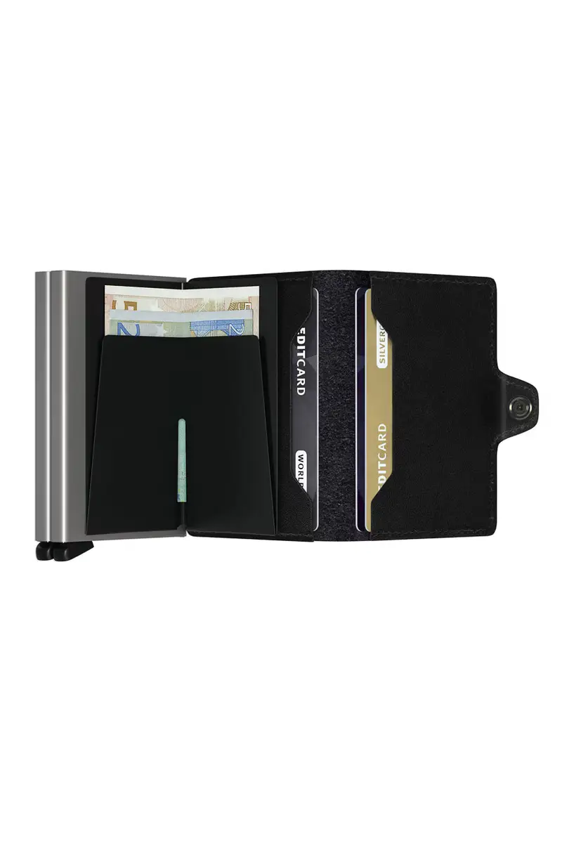 portafoglio in pelle Nero miniatura 3