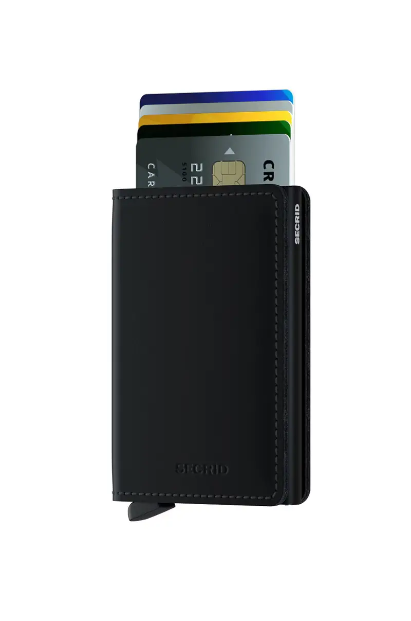 portafoglio in pelle Nero miniatura 2