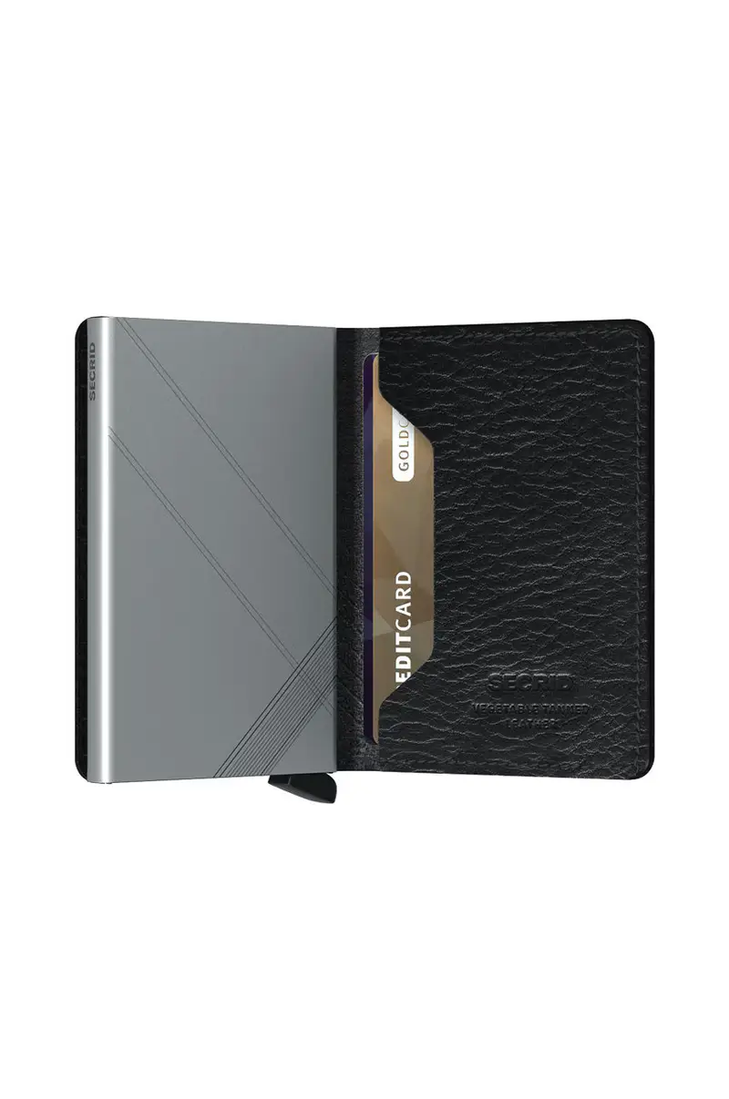 portafoglio in pelle Nero miniatura 3