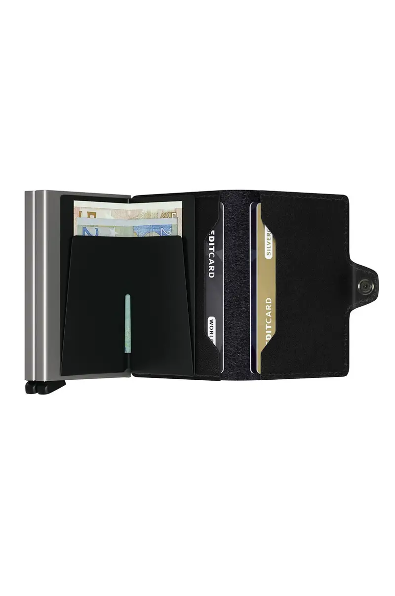 portafoglio in pelle Nero miniatura 3