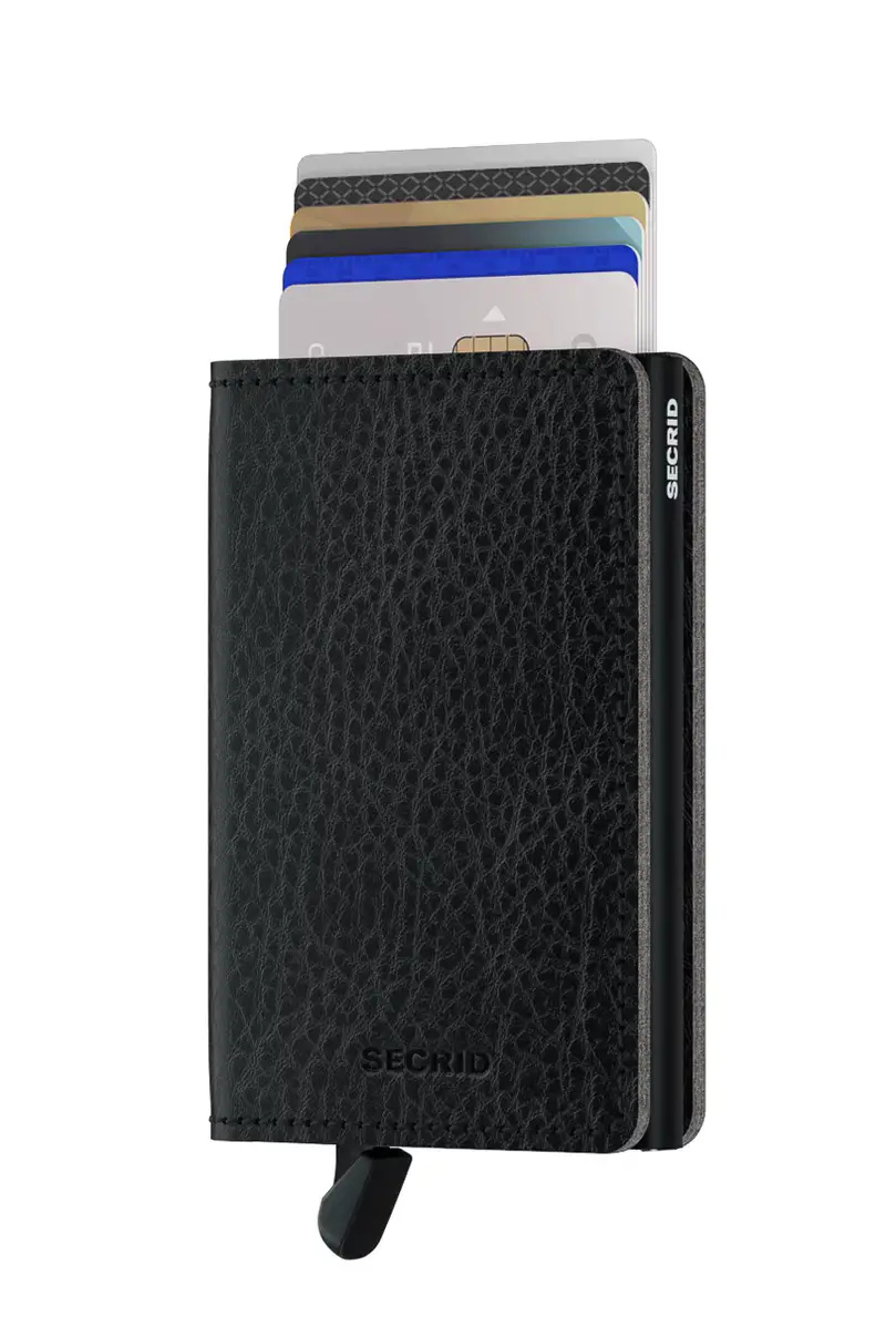 portafoglio in pelle Nero miniatura 2