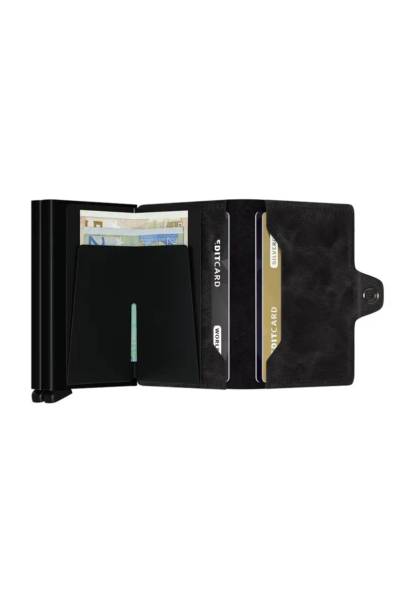 portafoglio in pelle Nero miniatura 3