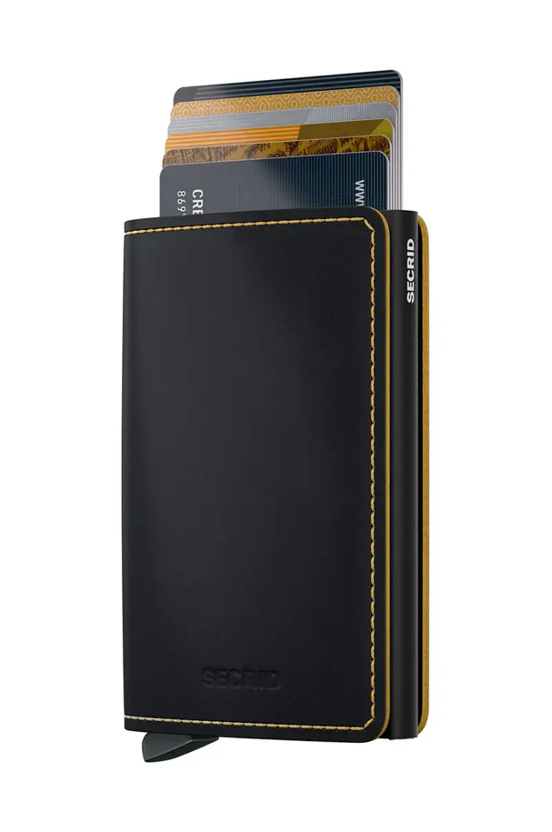 portafoglio in pelle Nero miniatura 2