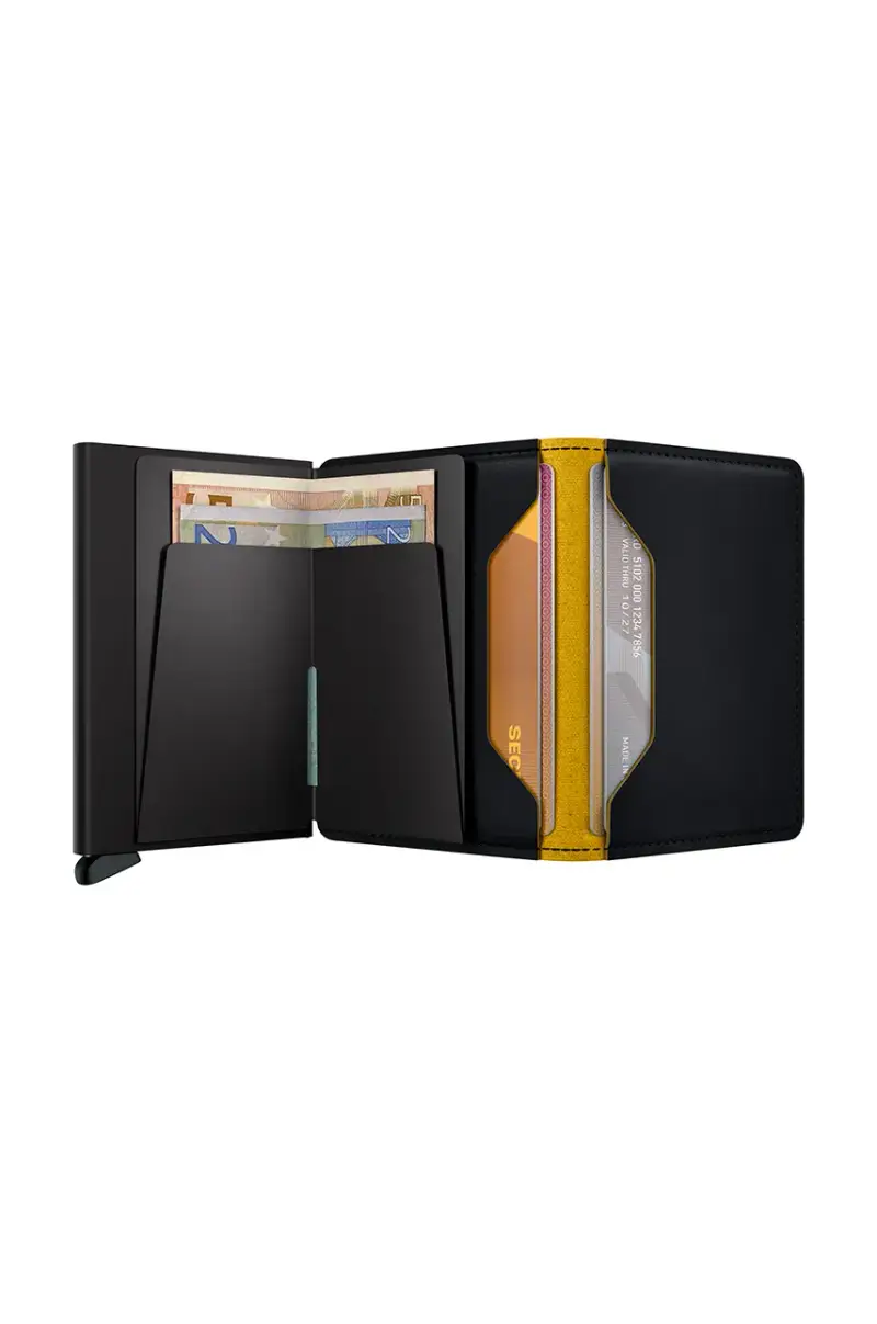 portafoglio in pelle Nero miniatura 3