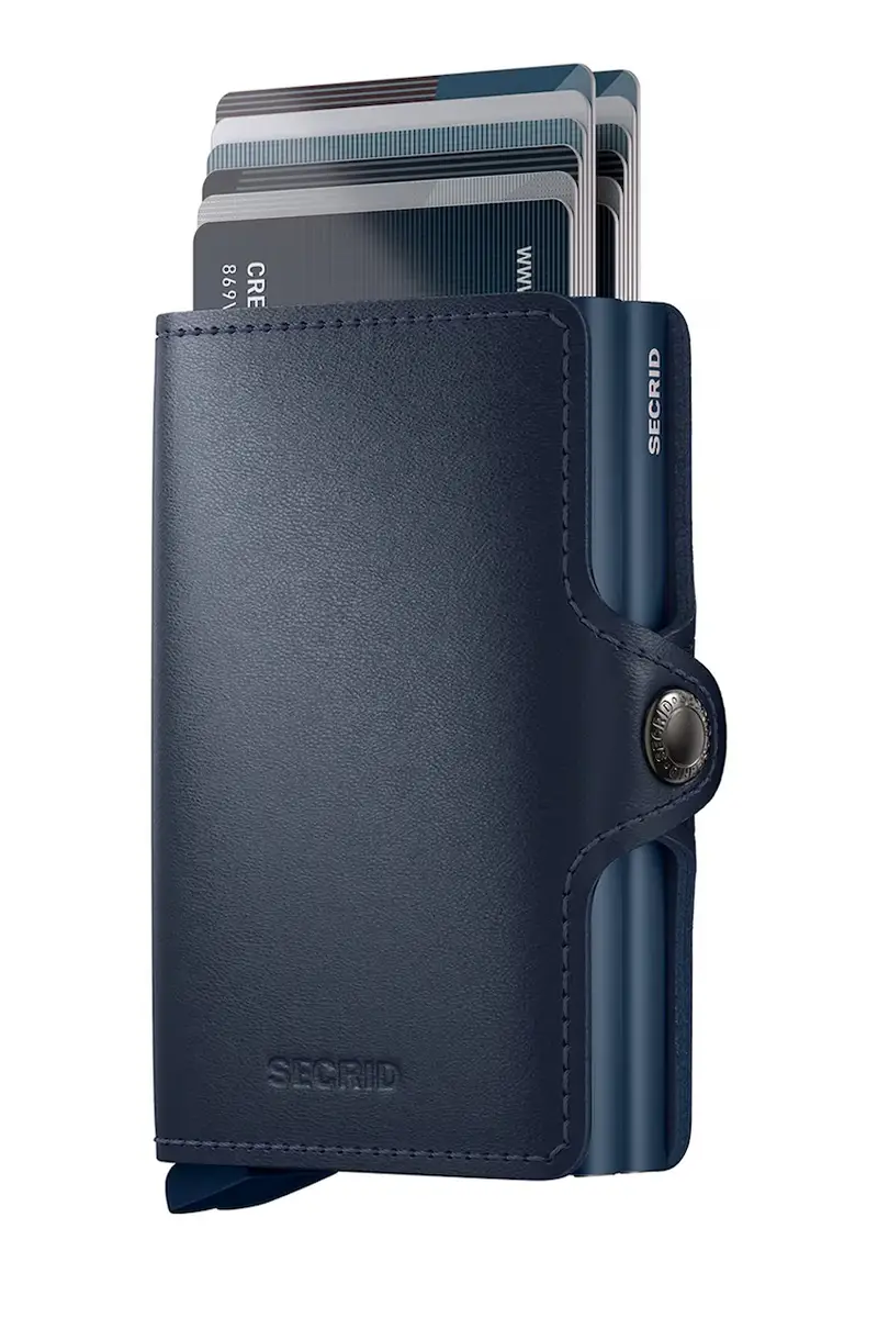 portafoglio in pelle ORIGINAL colore nero Blu navy miniatura 2