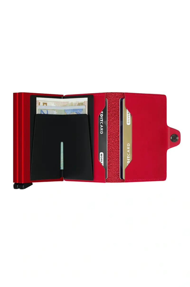 portafoglio in pelle Rosso miniatura 3