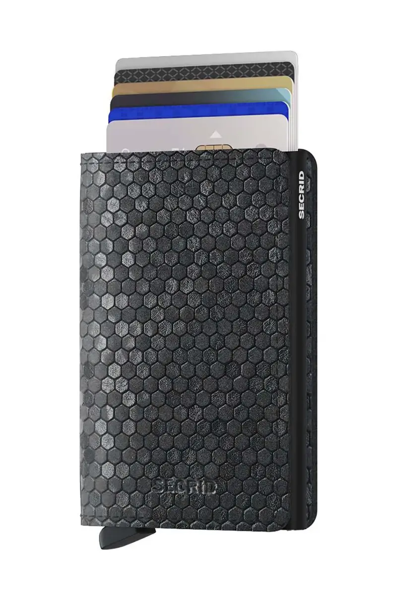 portafoglio in pelle Slimwallet Hexagon Black colore nero miniatura 2
