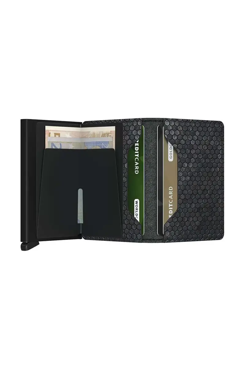 portafoglio in pelle Slimwallet Hexagon Black colore nero miniatura 3