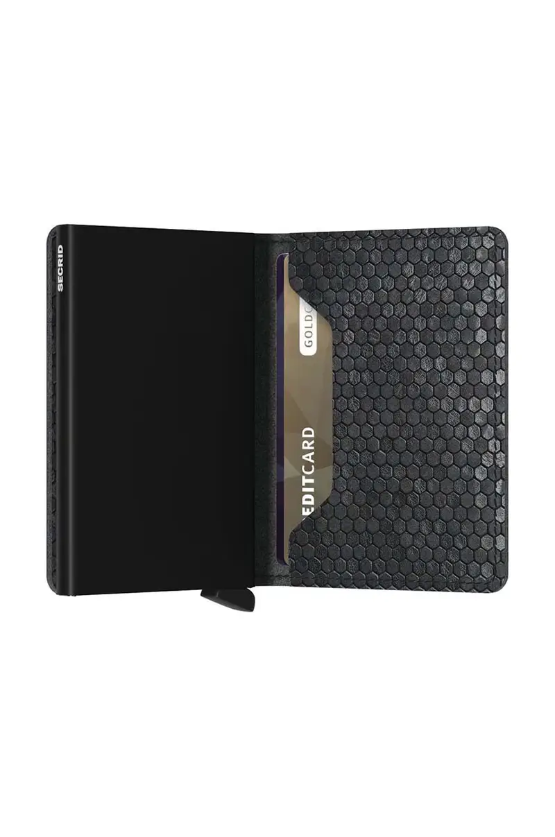 portafoglio in pelle Slimwallet Hexagon Black colore nero miniatura 4